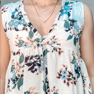 floral low neck tank top
